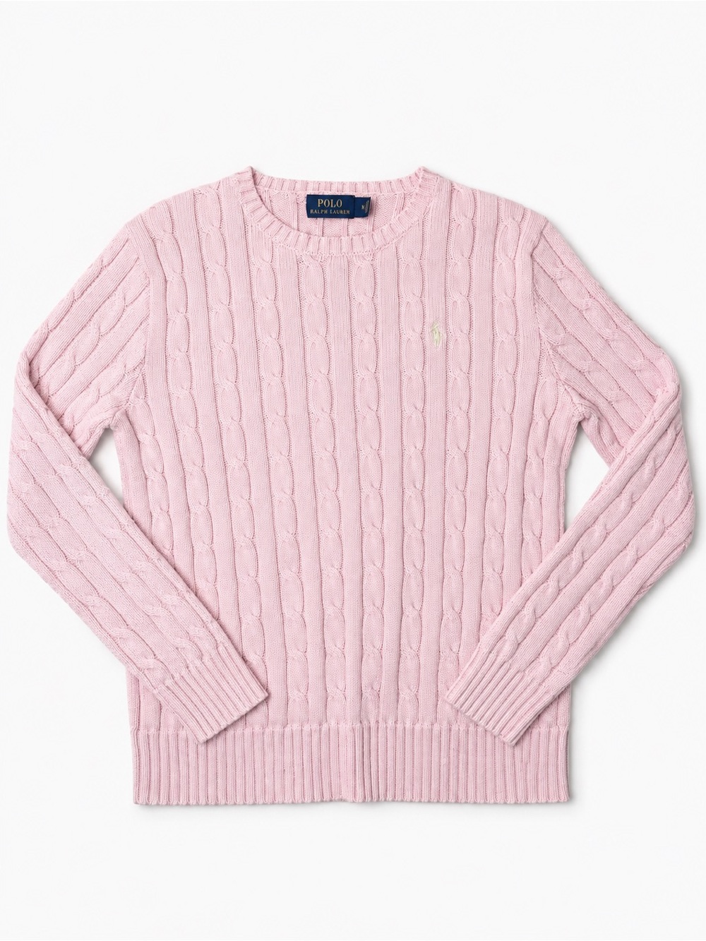 Polo by Ralph Lauren Light Pink Cable Crewneck Sweater